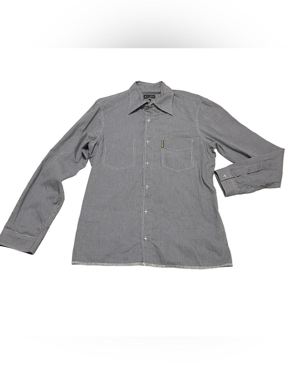 Armani Jeans Black and White Gingham Button-Down Shirt